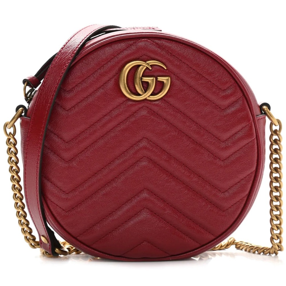 Authentic Gucci Calfskin GG Marmont Round Bag